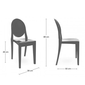 Silla contemporánea con respaldo de plástico transparente - Product Image 3
