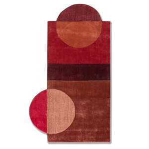 Alfombra de Lana y Viscosa Tejida a Mano con Diseño Abstracto Rojo Naranja para Sala de Estar, Pasillo, Rectangular - Modelo TNQ-1105 - Product Image 1