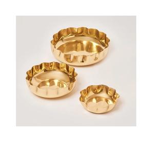 Bol à pommes coulé en aluminium pour le service de fruits secs et de noix Vaisselle de restaurant et d'hôtel Bol de service plaqué or - Product Image 1