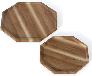 Le plateau de service en bois octogonal de qualité supérieure ajoute de la chaleur à la configuration de la cuisine pour un usage quotidien et des occasions spéciales - Product Image 2