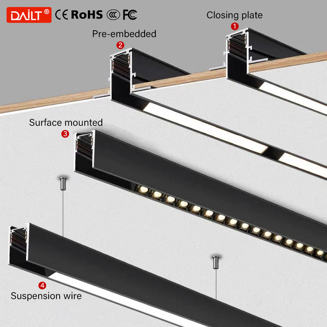Indoor LED Track Lighting Modern Magnetic Linear Magnet Track Aluminum Body Surface Recessed Pendant Led Track Spotlights