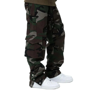 New Style Men's Straight Wide Leg Camouflage Anti-Wrinkle Waterproof Breathable Jogger Pants Elastic Waist <b>Drawstring</b> Casual - Product Image 1