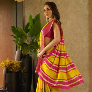 Sari de algodón viscosa mejor calidad Sari 6 metros precio de fabricación - Product Image 1