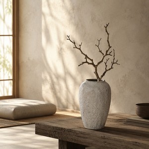 <span class=keywords><strong>Vaso</strong></span> Bianco Artigianale in Stile Japandi Wabi-Sabi, Forma Organica Scultorea, <span class=keywords><strong>Vaso</strong></span> in Ceramica per Arredamento Minimalista - Product Image 1