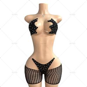Trajes de club de baile para mujer, monos brillantes de una pieza, ropa de club nocturno metálica brillante para mujeres de fiesta - Product Image 6
