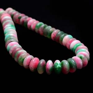 Perles en vrac Kamal Gems, onyx vert-rose, forme rondelle, 15 perles - Product Image 3