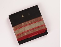 Sari Zhaad Pallu à double bordure 100% coton biologique teint uni