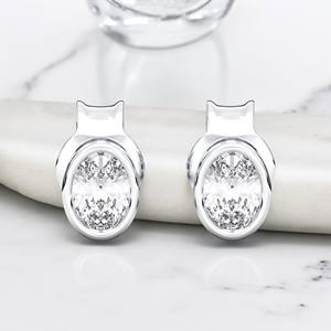 Asequible Oval Glamour 0.50Ct Moissanite Stud Pendientes en plata esterlina al por mayor OEM - Product Image 1