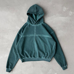 Sudadera Clásica para Hombre con Lavado Ácido, Corte Holgado, Estilo Urbano, Forro Polar Grueso, Bolsillo Tipo Canguro, Puños Acanalados, Sudadera Urbana de Invierno - Product Image 3