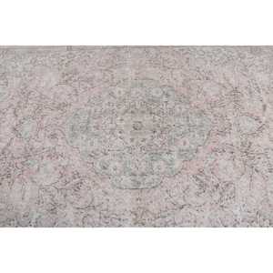 Tapis turc vintage 6,6 x 9,6 pieds, grand tapis, tapis oriental en laine rose et bleu - Product Image 5