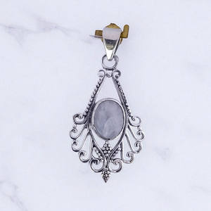 Colgante de piedra lunar artesanal hecho a mano en plata de ley y joyería de plata 925 - Product Image 3