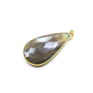 14K Rose Gold Plated Natural Purple Fire Labradorite Faceted Cabochon <b>Pendant</b> Brass Made Jewelry for Wedding Party Anniversary - Product Image 4