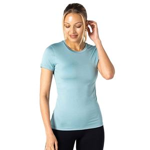 Camisetas de Gimnasio para Mujer de Alta Calidad, de Algodón Liso, con Logotipo Personalizado, Corte Largo, Ajustadas, Ligeras, de Poliéster Elástico - Product Image 5