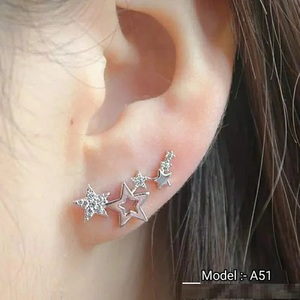 High On Demand <b>Cute</b> Alloy Star Ear Studs in Gold and Silver Plating for Daily Wear and Gift Sets Available for Affordable Price - Product Image 3