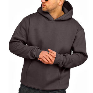 เสื้อฮู้ดดี้ผู้ชายคุณภาพสูงแบบขายส่ง ทรงหลวม ไหล่ตก สไตล์สตรีทแวร์ พิมพ์ลายพัฟฟ์หนา - Product Image 2