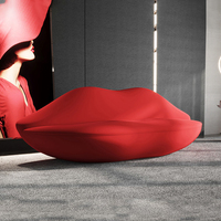 Nouveau design de salle d'attente de salon de beauté et de coiffure canapé de réception fauteuil d'attente canapé 3 places en forme de lèvre