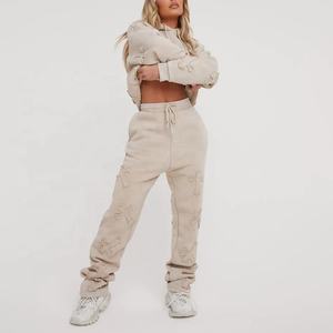 Conjunto Deportivo para Mujer con Lavado Ácido Intenso, Sudadera Oversize de 500GSM y Pantalones Jogger, Estilo Urbano, Fabricante OEM de Marca Privada - Product Image 2