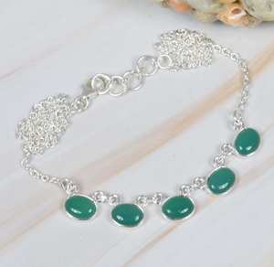 Collar con colgante de piedras preciosas de corte cabujón de ónix verde Natural de Plata de Ley 925 de alta calidad al por mayor de uso diario de moda - Product Image 3