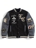 Chaqueta Varsity de Béisbol Casual para Hombre, Bordado Chenille, Invierno, Impermeable, Transpirable, Bloques de Color Personalizados