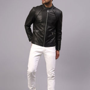 Cómoda chaqueta de cuero suave de calle alta de entrega rápida para hombre, chaqueta de cuero de motorista para hombre de temporada de invierno de tamaño regular - Product Image 3