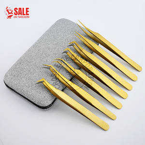 Pinzas para Extensión de Pestañas con Punta de Fibra Aislante Recta, Punta Puntiaguda para Aplicación de Pestañas Individuales, Herramienta de Acero Inoxidable - Product Image 1