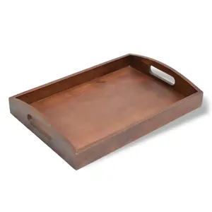 Plateau de service rectangle fabriqué à la main de haute qualité écologique personnalisé le plus vendu plateau en bois naturel pour la maison restaurants hôtels - Product Image 1