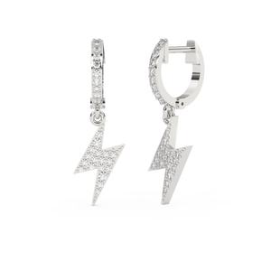Pendientes llamativos modernos de lujo con diamante colgante, piedra principal de circón de oro rosa y blanco para aniversarios y fiestas para hombres y mujeres - Product Image 2
