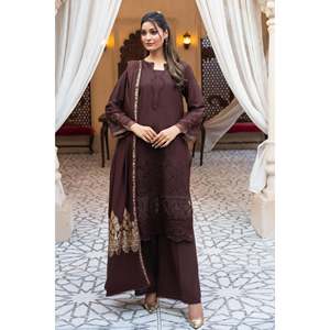 Mirakhi เสื้อสนามหญ้าผ้าชีฟองปักลายแจ็คการ์ด, Dupatta-BIC-5500 3ชิ้นสำหรับฤดูใบไม้ผลิ/ฤดูร้อน - Product Image 1