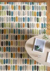 Tapis Oushak Moderne Fait Main Laine de Haute Qualité Multicolore Points Abstraits Brodés Inspiré Style Turc pour Prière de Cuisine - Product Image 3