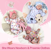 Poupées reborn Babeside 17'' Twinnie, poupées bébés réalistes endormies, nouveau-né garçon, poupées en vinyle avec corps en tissu