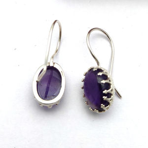Pendientes colgantes de plata de ley ovalada de 14x10mm de amatista púrpura Natural, joyería hecha a mano de piedras preciosas de 5 Gms para niñas, pendientes finos - Product Image 6