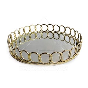 Plateau miroir rond en cristal de luxe, décoratif, en métal argenté, organiseur de cosmétiques, de maquillage, de bijoux et de parfums pour la maison et la décoration de mariage - Product Image 6