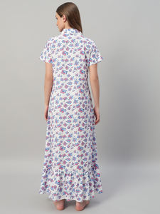 Camisón Elegante de Encaje y Algodón para Mujer, con Estampado Floral, Cuello Redondo, Transpirable, para Otoño, Primavera y Verano - Product Image 2