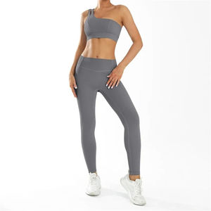 Femmes Sexy 2 pièces Yoga sport vêtements de sport Fitness costume séchage rapide respirant sans couture Spandex/Nylon solide pantalons d'entraînement soutiens-gorge dentelle - Product Image 3