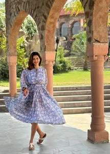 Robe maxi en coton imprimé indien, style bohème, été, terreux, élégante, confortable, tenue de tous les jours - Product Image 3