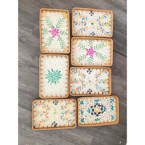 Article de cuisine en gros Plateaux de service en rotin Incrustation de nacre Colorée avec une durabilité de haute qualité pour la décoration - Product Image 6