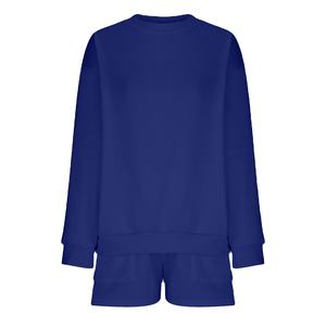 Conjunto de Sudadera con Capucha Extra Grande de Algodón para Mujer, Pantalones Cortos por Encima de la Rodilla, Tops Largos para Invierno, Conjunto de Dos Piezas a Juego, Camiseta y Pantalones Cortos 2026 - Product Image 4