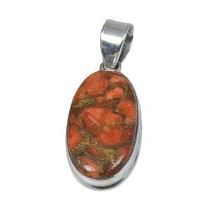 ทองแดงสีแดง Turquoise 925 เงินสเตอร์ลิงจี้ Handmade เครื่องประดับรูปไข่จี้ของขวัญวันเกิด - Product Image 1