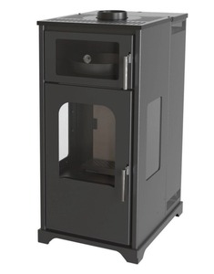 Poêle à granulés moderne autoportant avec télécommande pour chauffage intérieur, noir - Product Image 2