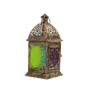 Lanterne suspendue en fer rouge faite à la main, design fabuleux, forme personnalisée, lanterne à bougie en provenance d'Inde - Product Image 4