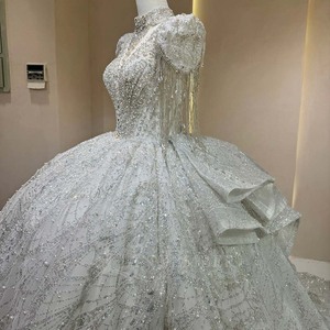 Vestido de Novia Largo con Apliques de Cristal Floral y Cuentas de Estilo Imperio, con Borlas y Pedrería, Modelo DW0184, Moderno y de Lujo - Product Image 5