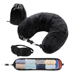 Almohada rellena para viajar, Diga adiós a las tarifas excesivas con una almohada para el cuello que funciona como equipaje adicional sin usar látex - Product Image 1