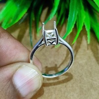 Bague octogonale en argent sterling véritable 925 plaqué or 14 carats 6x8mm avec lunette en résine pour porte-cendres Cadeau commémoratif