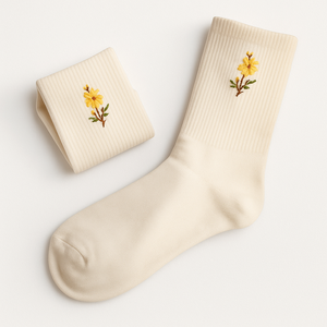 Chaussettes à fleurs brodées personnalisées pour femmes Chaussettes en coton doux de haute qualité ODM Logo personnalisé Design Fashion Casual Vente en gros - Product Image 1