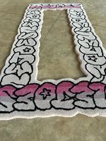 Tapis en coton tufté à la main style graffiti abstrait - Tapis de sol personnalisé avec lettres bulles artistiques