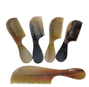 Peigne de coiffure en corne de buffle fait à la main écologique corne de vache naturelle Logo personnalisé - Product Image 5