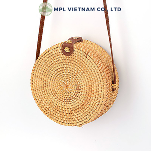 Sac bandoulière rond en rotin naturel bio écologique avec sangle en cuir véritable de qualité supérieure, sac à main en osier tressé à la main, design personnalisé - Product Image 5