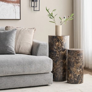 Elegante mesa de tambor de metal, diseño curvo con acabado plateado, muebles duraderos y elegantes, ideales para mesa de centro, mesa auxiliar o exhibición - Product Image 4