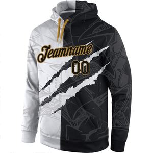 Motif Graffiti cousu personnalisé noir-vieil or 3D sport pull sweat à capuche - Product Image 3