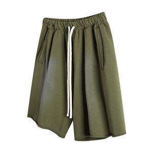 Shorts de bain pour homme de qualité supérieure, taille mi-haute, en molleton français, tendance, motif délavé au soleil, respirant, décontracté, uni, teinture unie - Product Image 3